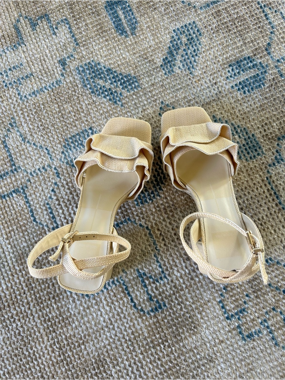 Dolce Vita Beige Ruffle Ankle-Strap Sandals